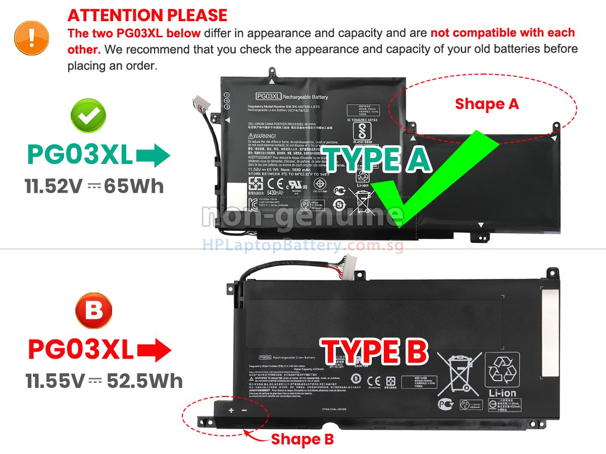 HP PG03XL battery replacement