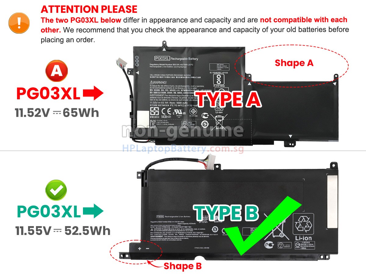 HP PG03XL battery replacement